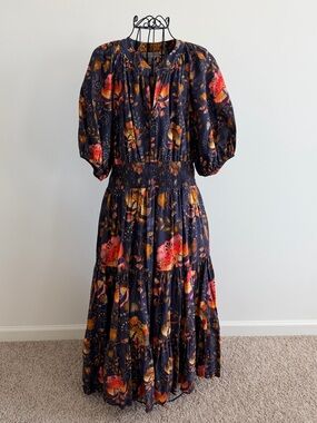 Anthropologie Conditions Apply Women's Floral Maxi Dress in Navy